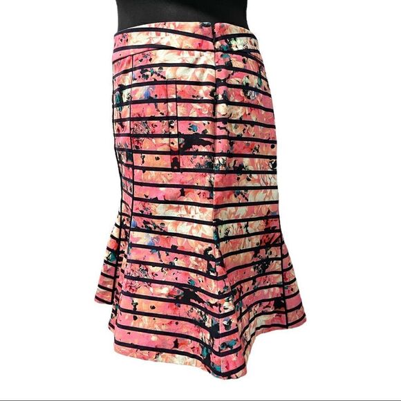 Banana Republic Bella Floral Striped Trumpet Skirt Sz 8 - Picture 4 of 14